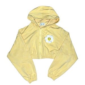 Rare Ozlana 3d flower cropped hooded sweater women jacket size medium